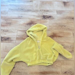 Urban outfitters half zip, cropped, bright, green/yellow extra small sweatshirt